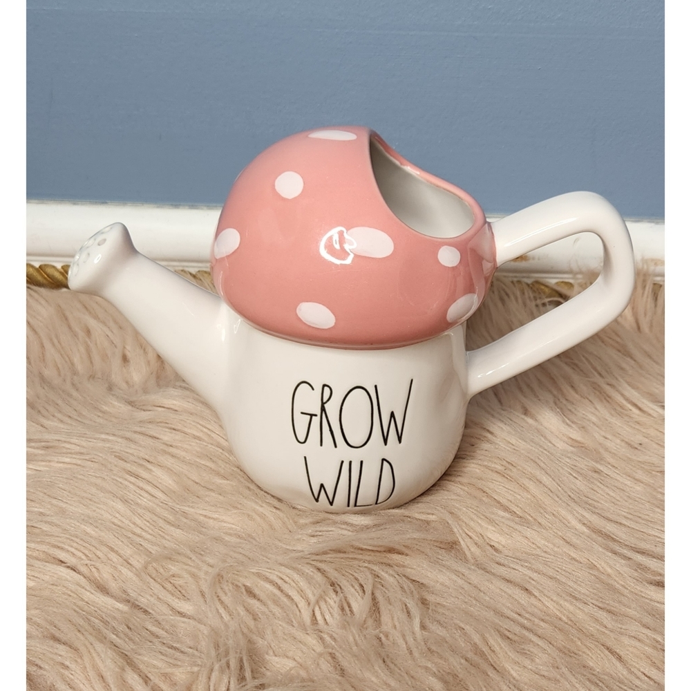 NWOT RAE DUNN "GROW WILD" MUSHROOM WATERING CAN